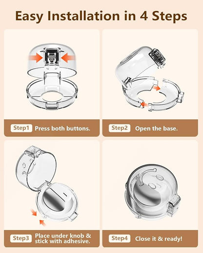 Stove Knob Covers - 5 Pack Heat Resistant Gas Stove Knob Covers with Child Proof Lock & 3M Strong Adhesive, Oil-Proof Oven Knob Covers with Clear Transparent Design, Pet-Friendly