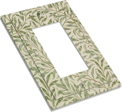 Decorative Outlet Covers Vintage Morris Willow Leaf Green Leaves 1 Gang Single Decora GFCI Device Light Switch Covers Plate 1 Rocker Wall Plate Jumbo Switch Cover Plate for Home Decor