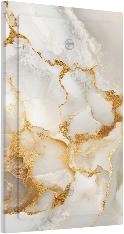 Gold Marble Crack Simple Abstract Print Light Switch Cover Plate 1 Gang No Device Blank Electrical Wall Plates Faceplate Decorative Switch Plate for Bathroom Kitchen Home Decor