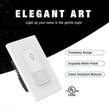 ELEGRP Matte White Single Pole Occupancy Motion Sensor Light Switch, Need Neutral Wire, 120° Sensor Coverage PIR Infrared Motion Activated, for CFL/LED/MLV/INC/HAL/Fan, UL,2 Pack