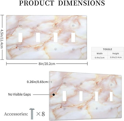 Light Switch Covers Pink Jade Marble Granite Quad Toggle Electrical Faceplate 4 Gang Wall Plate Decorative Switch Plates For Bathroom Kitchen Decor