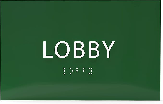 6" X4" Lobby Sign - Tactile Graphics Grade 2 Braille Text Reception Area Sign| Utility ADA Compliant Wall Mount Plastic Signs For Hospital, Offices, Businesses & Apartments