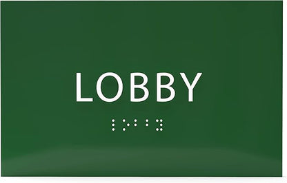 6" X4" Lobby Sign - Tactile Graphics Grade 2 Braille Text Reception Area Sign| Utility ADA Compliant Wall Mount Plastic Signs For Hospital, Offices, Businesses & Apartments