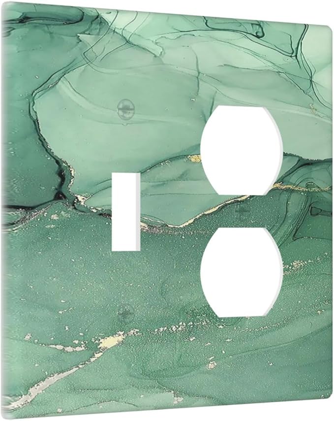 Wallplates Simple Green Marble 1 Toggle 1 Duplex Switch Plate Electrical GFCI Faceplate Decorative Light Switch Covers for living Room Office Decor