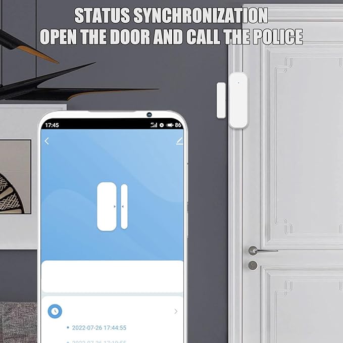 Door Sensor,WiFi Magnetic Alarm,Wireless Real-Time Window Contact Sensor - for Home Security Business Indoor Room Garage Entry Entrance