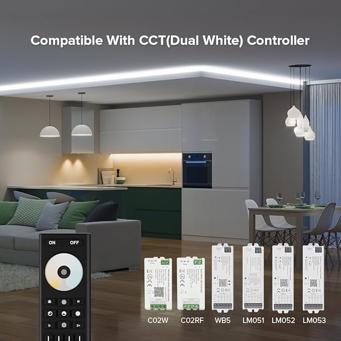 CCT Dual White RF Remote RC02RFB, 4 Zones Group Control for 5050SMD COB CCT(+ CW WW) 3pin Tunable Color Temperature DC5V DC12V DC24V LED Strip, Work with WB5 LM052 LM053 C02W C02RF etc