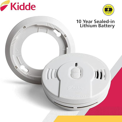Kidde Smoke Detector, 10-Year Battery, LED Indicators, Replacement Alert, Test-Reset Button, 2 Pack