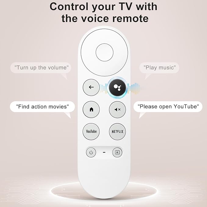 Voice Replacement for Google-Chromecast-Remote, G9N9N for Chromecast with Google TV Remote, for Google TV Streamer (Only for Snow Chromecast Google)