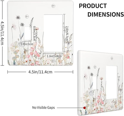 Floral Watercolor Wildflower Dandelion Plant Outlet Covers 1 Toggle 1 Rocker Combination Decorative Wall Plate Electrical Switch Plates Light Switch Cover Plate for Farmhouse Bed Room Decor