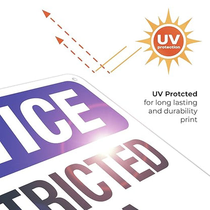 Notice Restricted Area Sign, 10x7 Inches, Rust Free .040 Aluminum, Fade Resistant, Made in USA