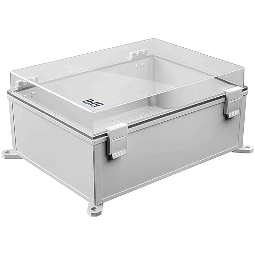 Co. ABS Waterproof IP67 Hinged Electronics Box with Mounting Plate, Bracket (11.81" x 15.7" x 6.7", Clear Cover - 4 Pack)