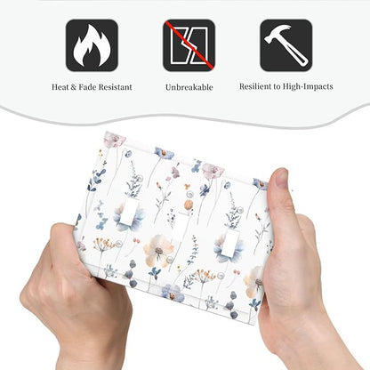 Wildflowers Plant Leaves Floral Berry Decorative Switch Plates 3 Gang Wall Plate Triple Toggle Light Switch Cover Faceplate Electrical Wall Panels for Bed Room Living Room Decor