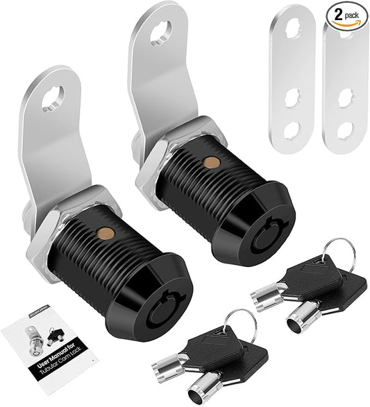 2 Pack Cabinet Lock with Keys, 7/8" RV Storage Locks Keyed Alike, RV Locks for Storage Door, Camper Cabinet Door Toolbox Lock Mailbox RV Cam Locks with Manual (Black -2 Pack, 7/8 Inch)…