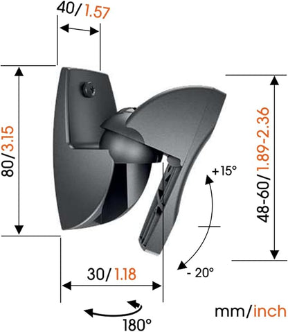 Vogel's VLB 500 Universal Speaker Wall Bracket Set Swivel and tilt Pre-Assembled Max. 11 lbs (5 kg) Environmental Friendly Packaging Black 2 Brackets