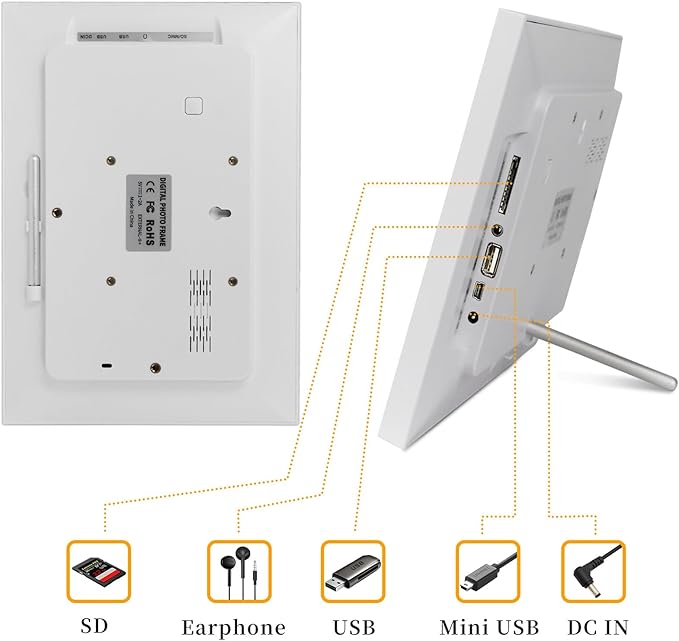 Frameo 10.1 Inch Smart WiFi Digital Photo Frame,Digital Picture Frame with 16GB Storage & SD Slot, Electronic Picture Frame IPS Touch Screen with Auto-Rotate, Frameo Digital Frame WiFi - White