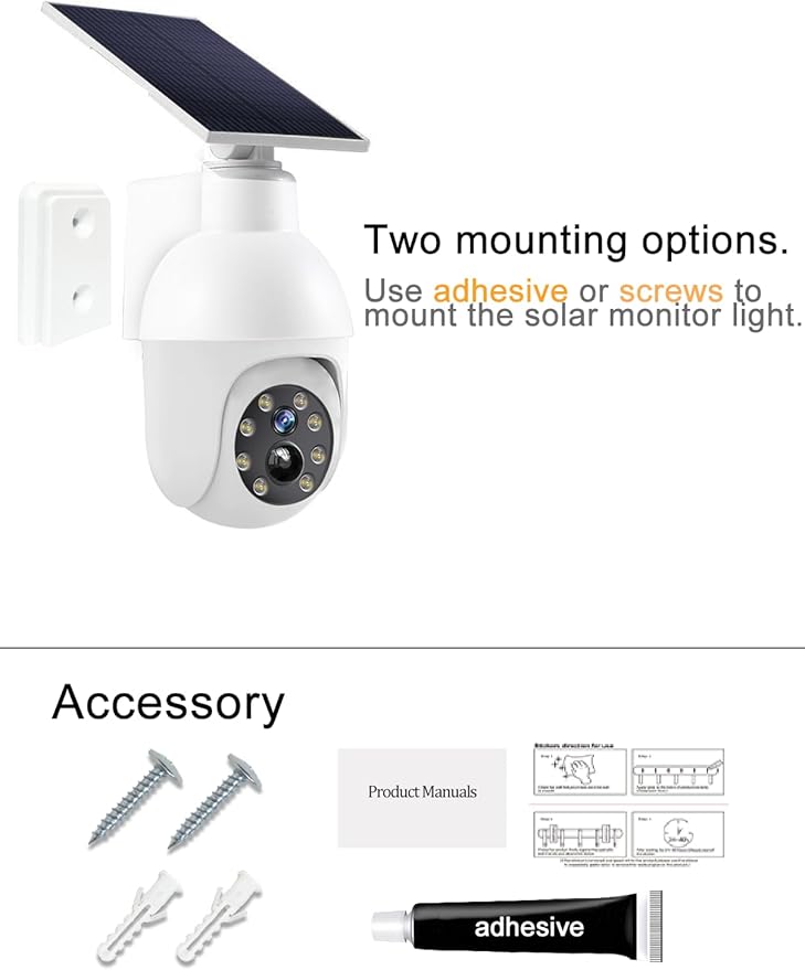 High brightness solar powered analog surveillance sensor light 2 Pack, flashing red light can simulate fake CCTV camera, enhance home security, suitable for porch backyard and parking lot lighting