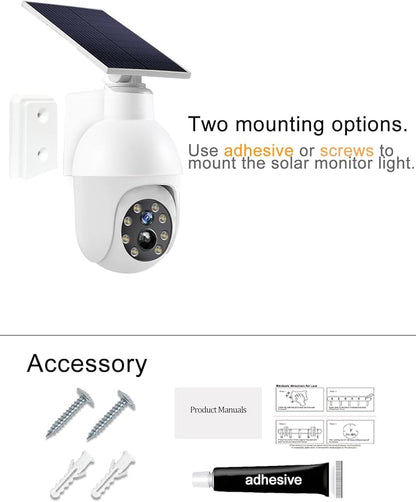 High brightness solar powered analog surveillance sensor light 2 Pack, flashing red light can simulate fake CCTV camera, enhance home security, suitable for porch backyard and parking lot lighting