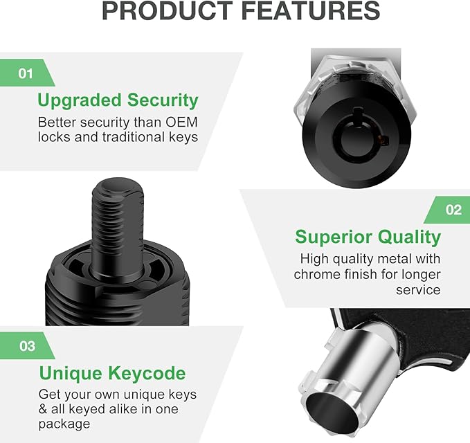 10 Pack Cabinet Lock with Keys, 1-1/8" RV Storage Lock Keyed Alike, RV Locks for Storage Door, Camper Cabinet Door Toolbox Lock Mailbox RV Cam Locks with Manual (Black -10 Pack, 1-1/8 Inch)