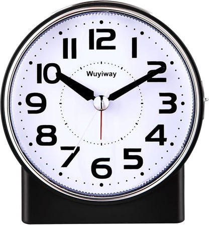 4.3" No Ticking Analog Alarm Clock,Silent Readable for Seniors,Easy to Set,Gradual Rise Alarm,Big Numbers,On/Off Switch on Side,Gentle Wake,Snooze Soft Backlight,Battery Operated
