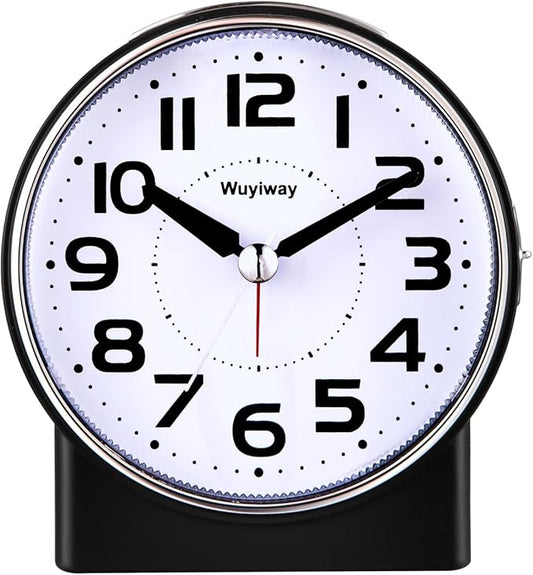 4.3" No Ticking Analog Alarm Clock,Silent Readable for Seniors,Easy to Set,Gradual Rise Alarm,Big Numbers,On/Off Switch on Side,Gentle Wake,Snooze Soft Backlight,Battery Operated