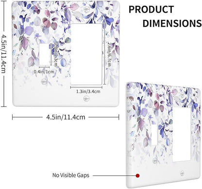 Purple Eucalyptus Watercolor Floral Rustic Leaf Outlet Covers 1 Toggle 1 Rocker Combination Decorative Wall Plate Electrical Switch Plates Light Switch Cover Plate for Farmhouse Home Decor