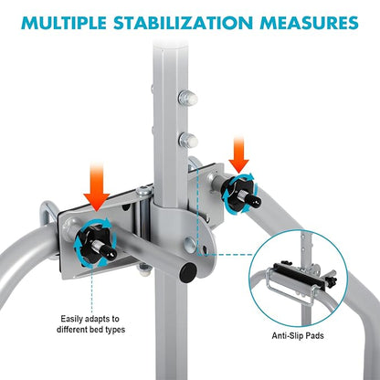 FAHKNS Heavy Duty Trapeze Bar for Bed Mobility - Adjustable Trapeze Bar，Trapeze Bars for Elderly, Post Operative & Injury Rehabilitation，Maximum Load Capacity 220 LBS