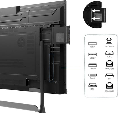 Tiburn INSPUR 65" Ultra 4K UHD Smart Board | Android 13 & Windows 11 Pro Dual OS, 8-Line Array Mic, Auto-Framing Webcam, Enterprise whiteboard for Office, Classroom, Conference Wall Mount Included