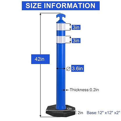 OrangeStar 9-Pack 42" Traffic Delineator Post Cones with Heavy Duty Rubber Base, Blue Safety Cones for Road, Parking Lot, Warehouse, Construction Zone Safety