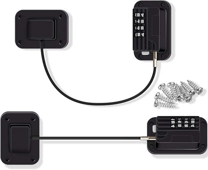 Jetec 2 Pieces Refrigerator Lock 4 Number Coded Freezer Lock Adhesive Fridge Door Combination Safety Lockstitch for Refrigerators Freezers File Cabinets Drawer Refrigerator Door(Black)