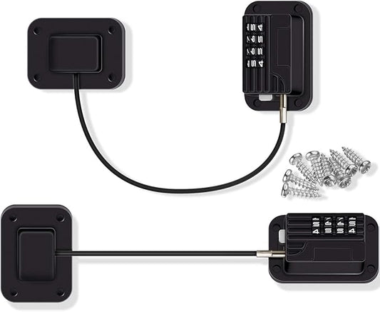 Jetec 2 Pieces Refrigerator Lock 4 Number Coded Freezer Lock Adhesive Fridge Door Combination Safety Lockstitch for Refrigerators Freezers File Cabinets Drawer Refrigerator Door(Black)