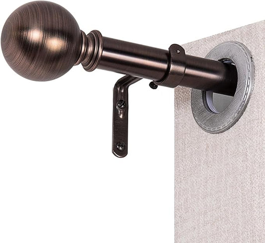 Curtain Rods for Windows 18 to 45 inches, 1 Inch Modern Metal Drapery Rods, Adjustable Heavy Duty Curtain Pole with Round Finials(18"-45"Dark Red)
