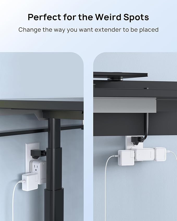 TROND Wall Outlet Extender 2 Pack - Multi Plug Splitter with Rotating Plug, 6 AC Power Adapter, Cruise Essentials, Small Outlet Extension for Travel Office Home Dorm Room