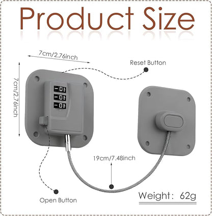 Refrigerator Lock, Combination Lock for Refrigerator Cabinets, Drawers, Heavy Duty Fridge Lock, Easy Install No Keys Needed (Gray-1Pack)