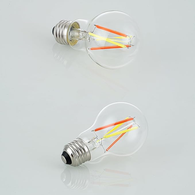 3 Color Temperature LED Bulb E26 Medium Base 60W Equivalent, Red and Green Color Changing Light Bulb 3CCT A19 LED 6W Clear Glass, Not Dimmable, 2 Pack