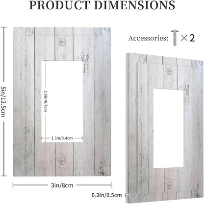 Rustic White Grey Wood Grain Decorative Outlet Covers 1 Gang Single Rocker Light Switch Cover Plate Wall Plates GFCI Faceplate for Bedroom Bathroom Decor
