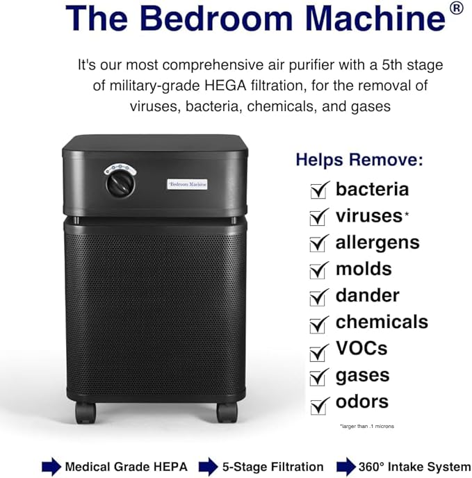 Austin Air Bedroom Machine Midnight Blue - Advanced 5 -Stage Filtration HEPA Air Purifiers For Home with Activated Carbon & Zeolite - Ideal as Air Purifiers for Bedroom