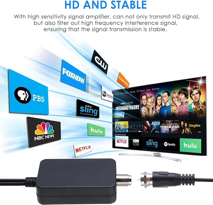 TV Antenna, Amplified HD Digital TV Antenna,for Long Range Reception,All Smart HD Digital Antennas with Amplifier Signal Booster for Local Channels Supports 4K 1080P,with High Performance Coax Cable-T