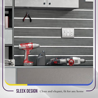 ENERLITES Duplex Receptacle Metal Wall Plate, Stainless Steel Switch Outlet Cover, Corrosion Resistant, Size 3-Gang 4.50" x 6.38", UL Listed, 7723, 430 Stainless Steel, Silver