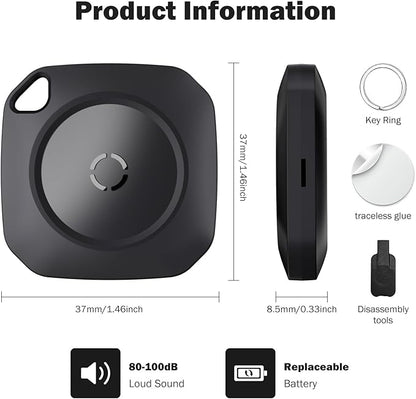 Air Tracker Tag-6 Pack, Smart Bluetooth Tracker Work with Apple Find My(iOS Only), Luggage Tracker Tag for Key, Luggage, Backpack, Suitcase, Replaceable Battery, weTag, Black