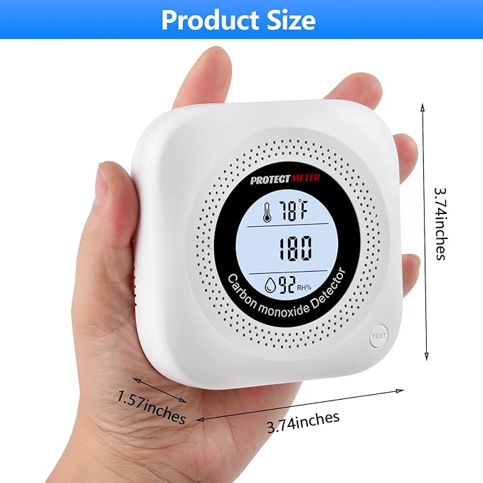 Carbon Monoxide Detectors,2 Pack 3in1 Portable Carbon Monoxide detectors Plug in Wall for Travel, CO Alarm/Monitor for Home/Hotel Room/RV with AC Socket with Temperature & Humidity Detectors
