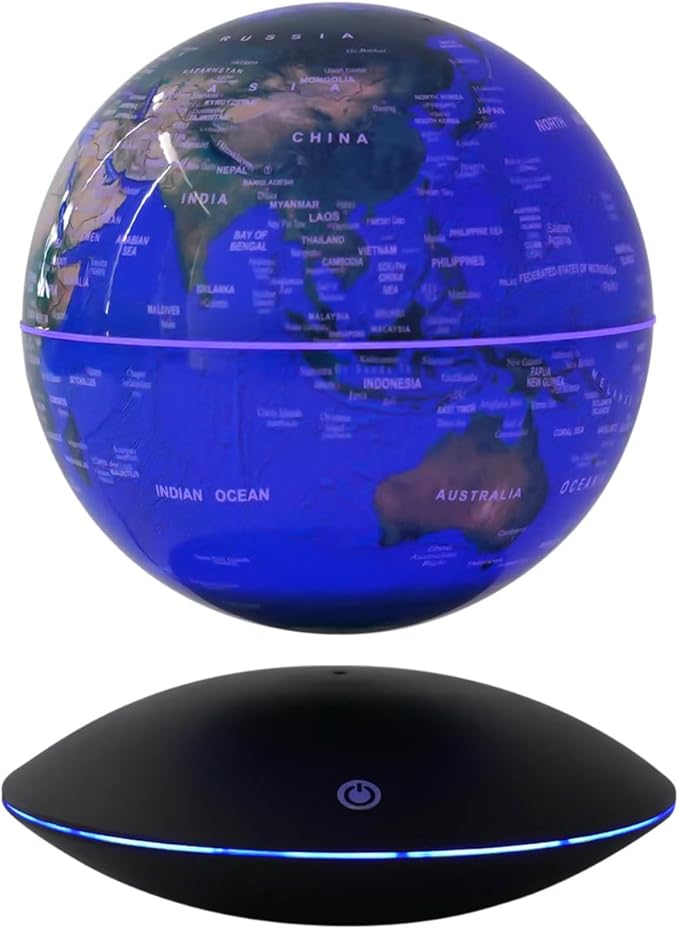 Magnetic Levitation Floating Globe, 6" World Geographic Globes Anti Gravity 360 Rotating World Map with LED Light for Homes, Schools, Offices