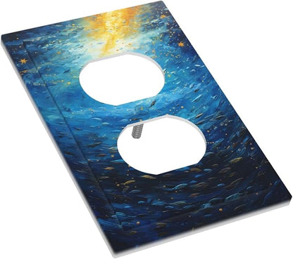 Outlet Covers Dream Ocean Underwater World Fish Shoal 1 Gang Duplex Electrical Receptacle Faceplate Light Switch Cover Wall Plate Decorative Switch Plates for Kids room Nursery Decor