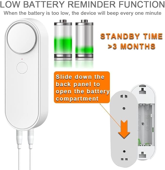 WiFi Water Leak / Water Level 2 in 1 Detector, Smart Water Sensor Alarms, Detached 16.4FT Dual Detection Line, Left and Right Dual Alarms, Remote App Monitoring, Dual Alerts, AAA Battery Powered