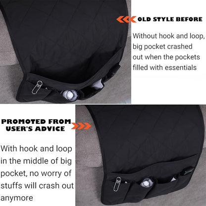 Teniux Armrest Organizer Non-Slip Remote Control Holder with 5 Pockets Couch Sofa Chair Armchair Caddy for Smart Phone, Book, Magazines, Ipad (Black)