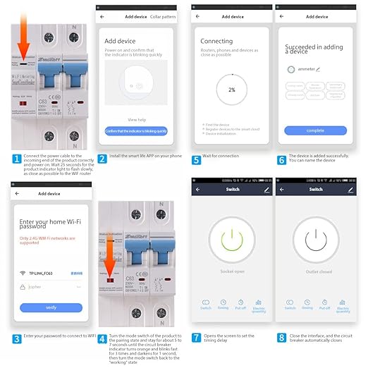 2P Smart Circuit Breaker, 100A 220V WiFi Smart Energy Monitor Switch Meter, One-Click Switch, APP Remote Switch, Miniature Circuit Breakers, Remote Control with TY APP for Apartments