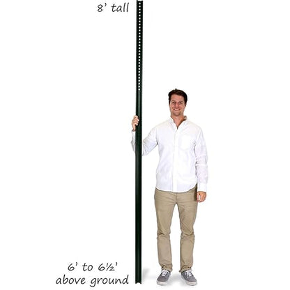 SmartSign U-Channel Sign Post, 8' Tall, 1.12LB Medium Weight, Green Baked Enamel Steel Post - Pack of 4