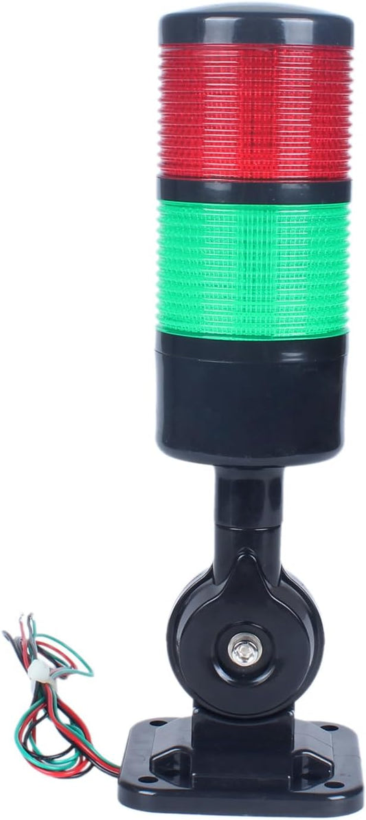 Led Signal Tower Stack Lights, Industrial Signal Warning Lights, Column Tower Lamp with Rotatable Base, Steady/Flashing Switchable, 110V 220V AC(2-Layer, no Buzzer) Black