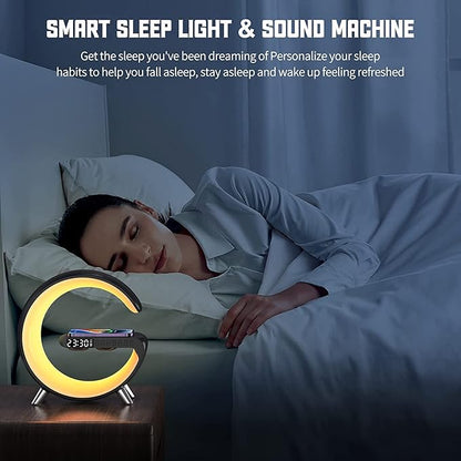 2026 New Smart Table Lamp with 4-in-1 Wireless Charger, Bluetooth Speaker, Alarm Clock, Night Light, App Control, for Bedroom, Office, Home Decor