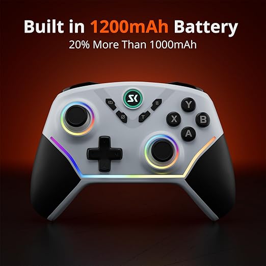 Wireless PC Controller with Hall Effect Joysticks & Triggers, 1000Hz Polling Rate, Trigger Locks, Bluetooth Pro Gaming Controller for PC/Steam/Luna/Tesla - 4 Macros and Turbo, Dynamic RGB, Silver