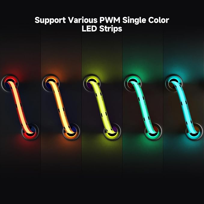 COB Single Color RF 2.4GHz Wireless Remote RC01RFB & C01RF Tuya Controller Kit, 4 Zones Group Control PWM Single Color (+V -V) 2pin LED Strip Light Controller DC5V DC12V DC24V Max 12A